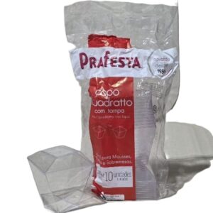 Copo de Plástico Quadratto c/ tampa 150ml Prafesta