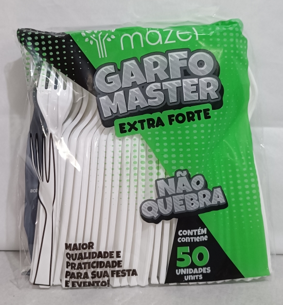 Garfo PlÁstico RefeiÇÃo Forte Branco Master 50 Unidades