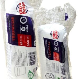 Pote de Isopor ULtratherme 300ml - Conjunto Fundo + Tampa