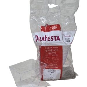 Copo de Plástico Mini Quadratto 40ml Prafesta